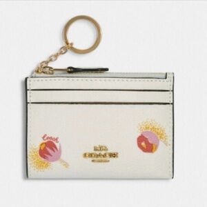 Coach Cream Floral Keychain Card Holder
